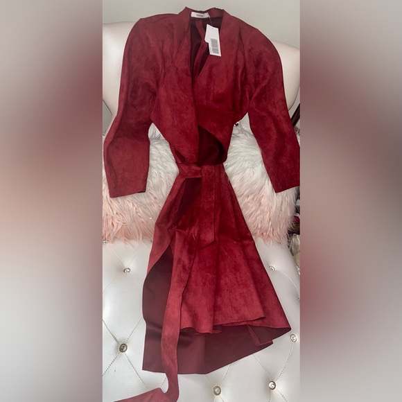 NEW Just Fab Faux Suede Orange Spice Waterfall Long Coat Size 2X - Picture 10 of 16